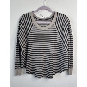 We the Free People Striped Ribbed Knit Top Pullover Sz XS Oversized Loungewear